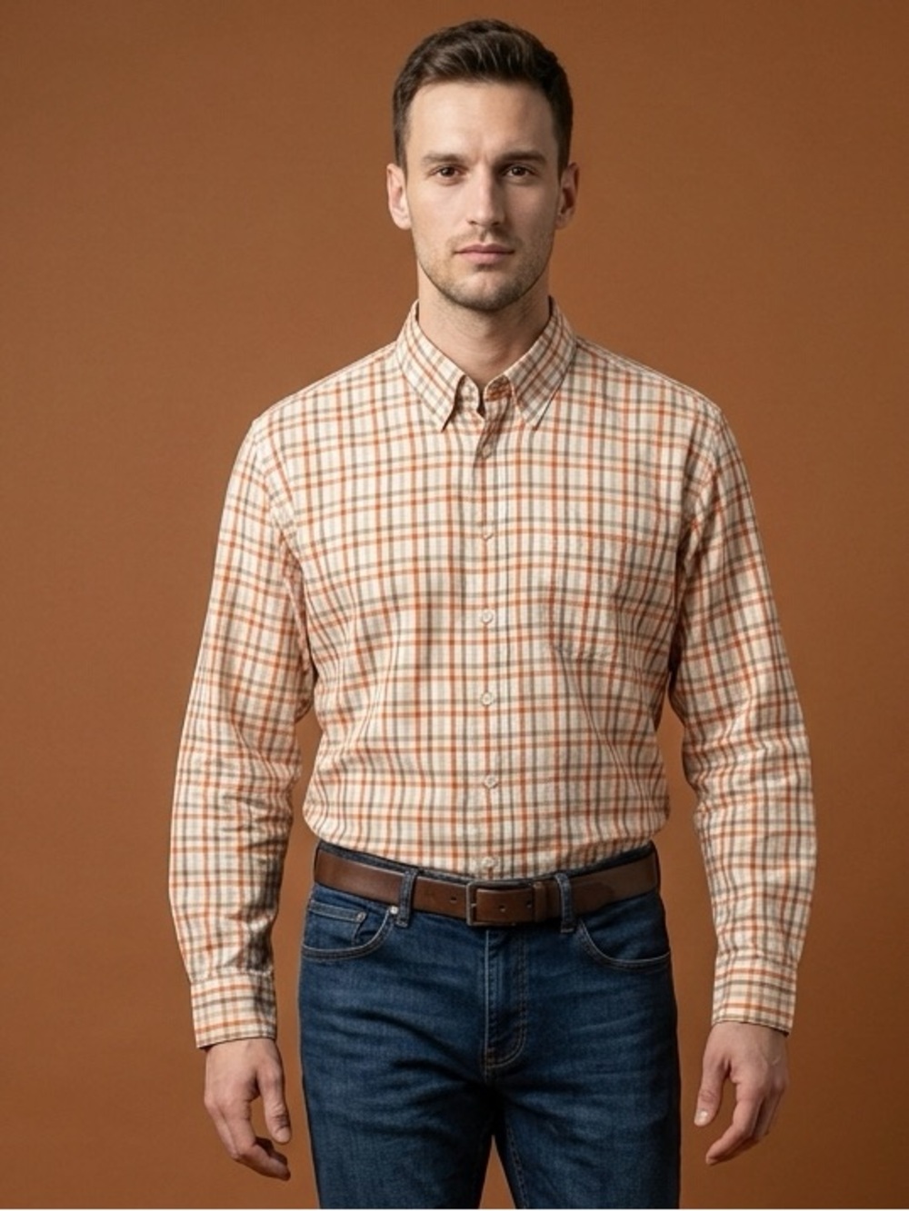 Alan Flusser checkered grid/multicolor plaid Button-down collar Long-Sleeve Top